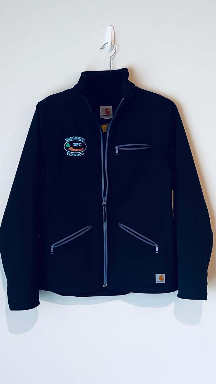 Carhartt Softshell Jacket Black BPC Plywood Logo Workwear Zip Small 4/6
